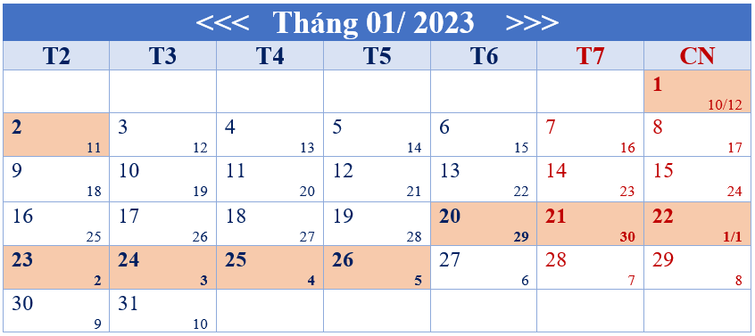 THÔNG BÁO NGHỈ TẾT  DƯƠNG LỊCH NĂM 2023 & TẾT NGUYÊN ĐÁN QUÝ MÃO